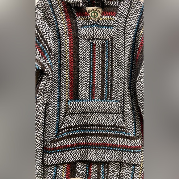 BAJA JOE Surfer Premium Woven Hoodie LARGE Hippie Boho Stoner  Rug - Picture 2 of 4